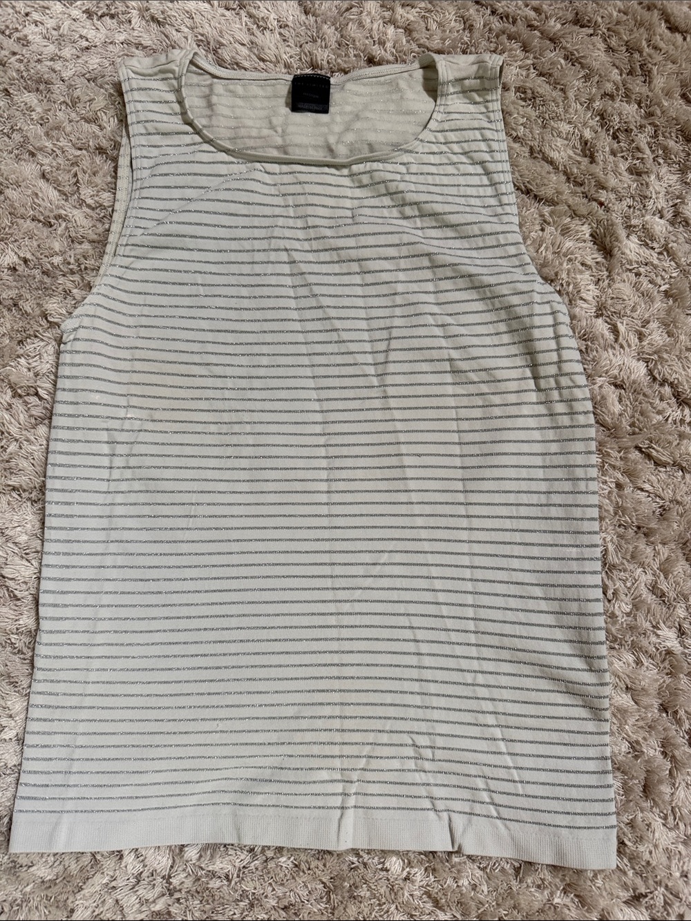 The Limited Cream and Silver 
Metallic  Striped Top